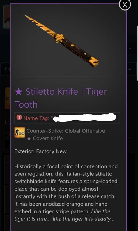 Csgo Stiletto Knife Tiger Tooth Factory New Video Gaming Gaming