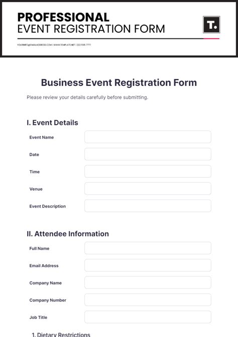 Business Event Registration Form Template Edit Online And Download Example