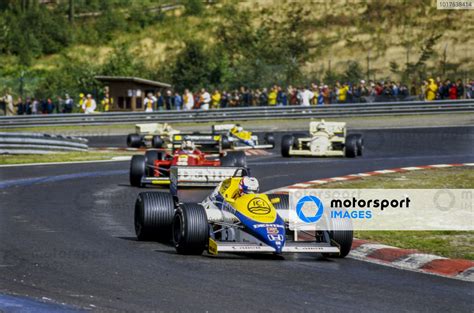 Nigel Mansell Williams FW10 Honda Leads Stefan Johansson Ferrari 156