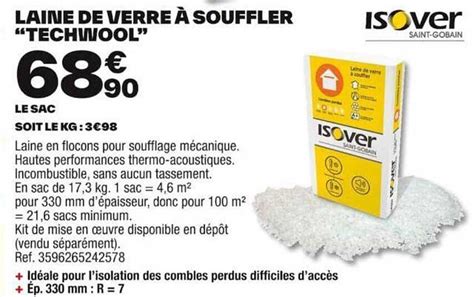 Promo Laine De Verre à Souffler techwool Isover chez Brico Dépôt