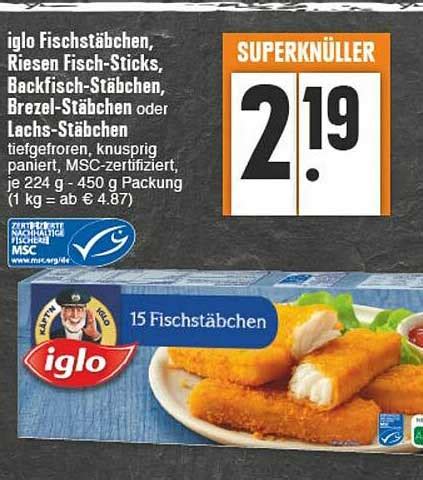 Iglo Fischstäbchen Riesen Fisch sticks Backfisch stäbchen Brezel