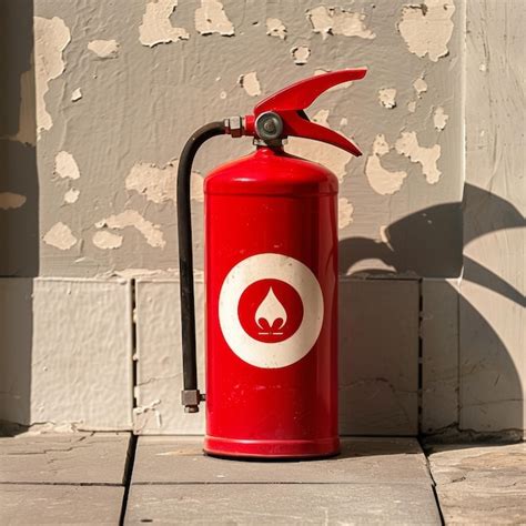 A Bright Red Fire Extinguisher Stands Out Against A Weathered Wall