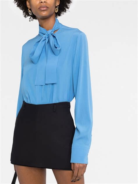 Valentino Garavani Long Sleeved Silk Pussy Bow Blouse Farfetch