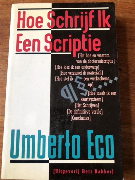 Boekwinkeltjes Nl Umberto Eco Hoe Schrijf Ik Een Scriptie