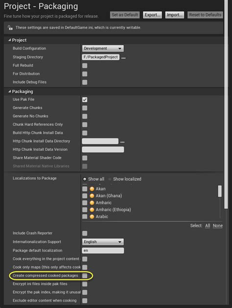 Packaging Projects Unreal Engine Documentation