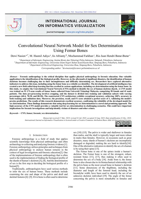 Pdf Convolutional Neural Network Model For Sex Determination Using Femur Bones