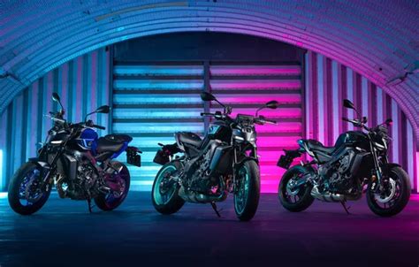 Yamaha Trio Bikes Sport Bike Neon Lights Yamaha Mt