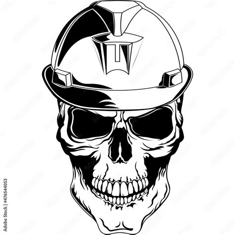 Isolated Human Skull With A Hard Hat Svg Design Element For Logos