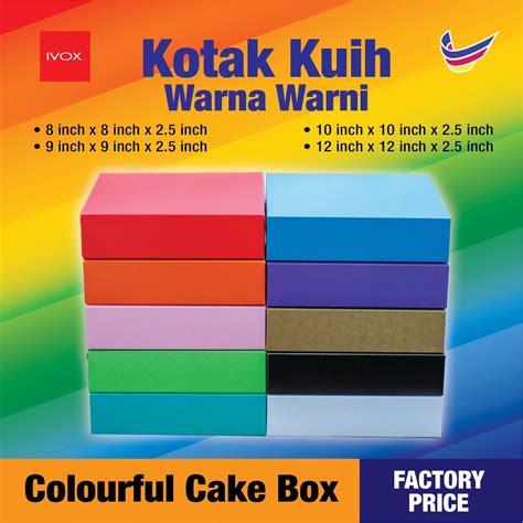 Colour Cake Box Kotak Kuih Warna Talam Kuih Lapis Kotak