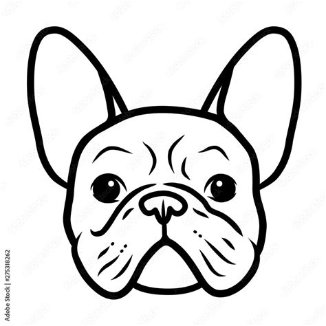 French bulldog black and white hand drawn cartoon portrait. Funny cute ...