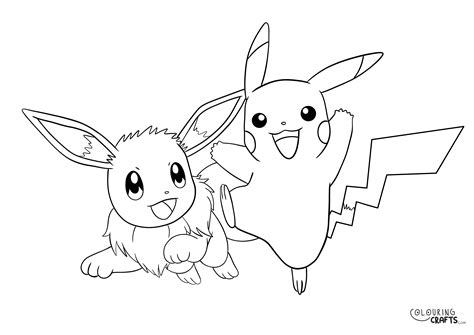 Pikachu And Eevee Pokemon Colouring Page Colouring Crafts