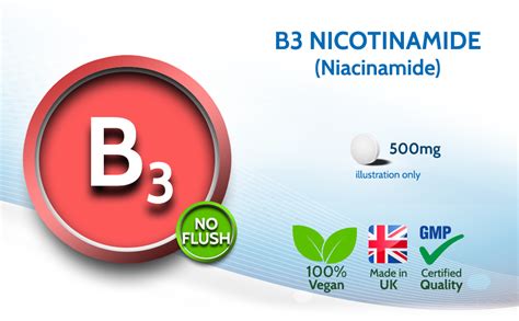 Vitamin B3 Nicotinamide Niacinamide 500mg 180 Tablets V Vegan No Flush Niacinamide Made In