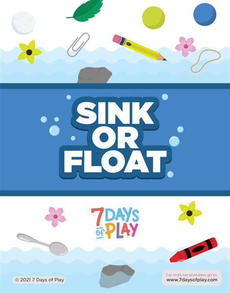 Sink or Float Experiment Chart - 7 Days of Play