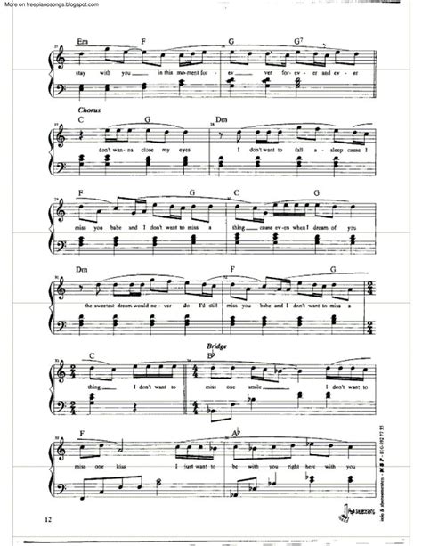 I Dont Want To Miss A Thing Free Sheet Music By Aerosmith Pianoshelf