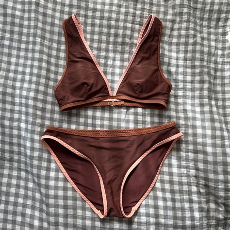 Aerie Womens Burgundy And Brown Bikinis And Tankini Sets Depop