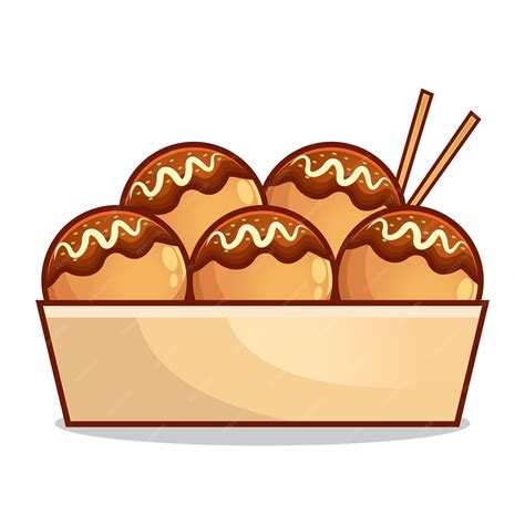 Premium Vector Cute Takoyaki Illustration Japanese Traditional Food