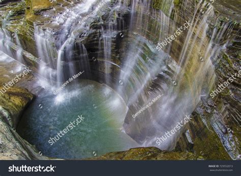 Circular Waterfall Misty Rivulets Water Cascade Stock Photo 729552013