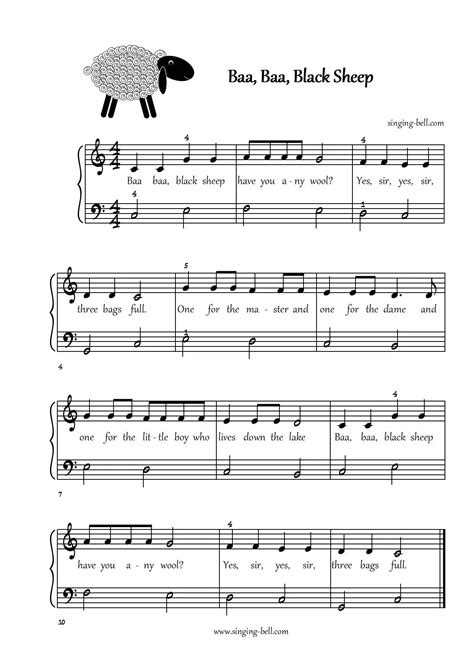 Baa Baa Black Sheep Piano Sheet music, Chords, Tutorial