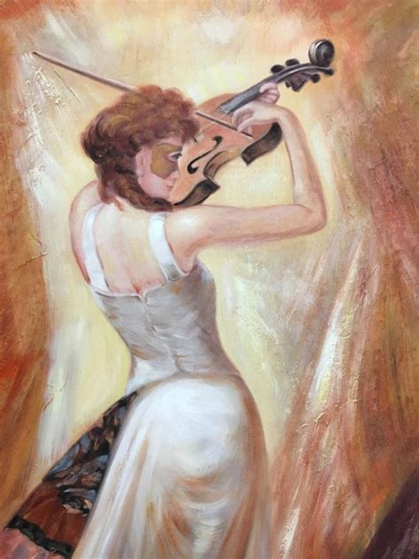 Oil On Canvas Of Masked Woman With Violin Artnewco