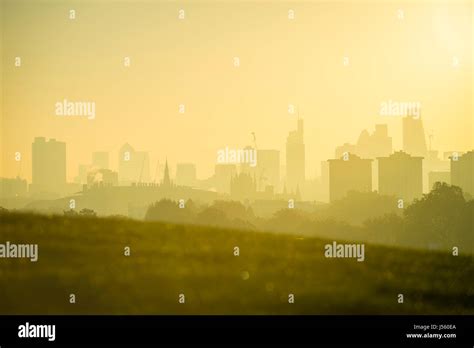 Golden Sunrise Skyline Of London England Featuring Modern Skyscrapers