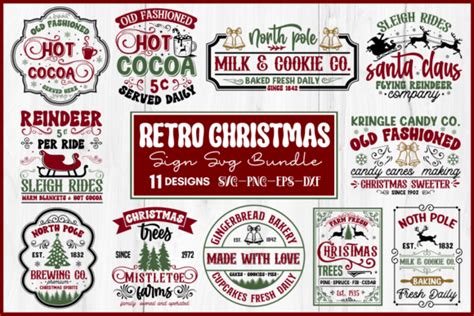 Retro Christmas Sign Svg Bundle Graphic By Craftart Creative Fabrica