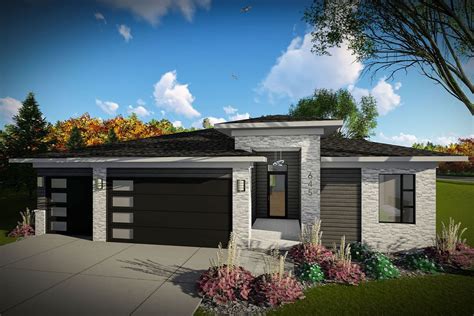 Plan 890097ah Modern One Level House Plan With 3 Car Garage Ranch