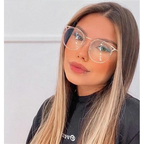 Armação Óculos P grau Feminino Metal Acetato Redondo Shopee Brasil