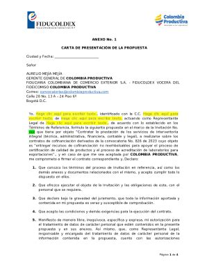 Anexo Ato Carta De Presentacin De La Propuesta Doc Template Pdffiller