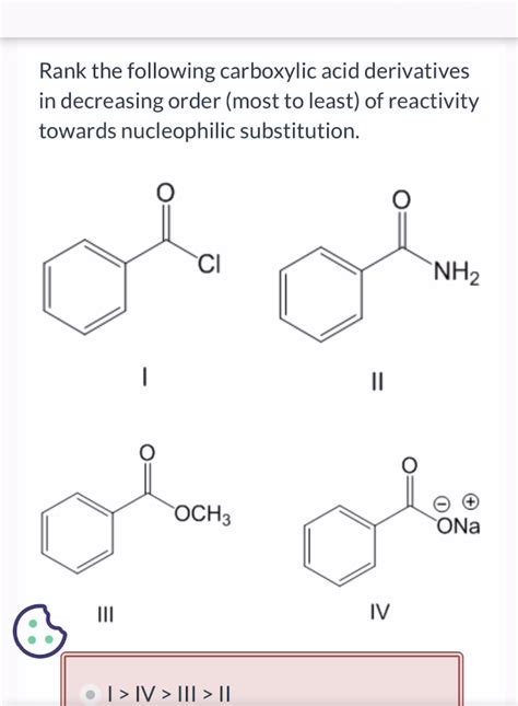 Solved Rank The Following Carboxylic Acid Derivatives In Chegg