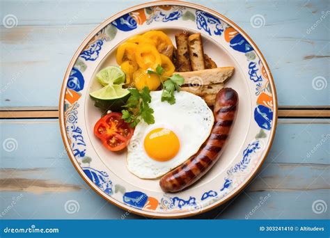 Traditional Full English Breakfast On A Plate Stock Illustration