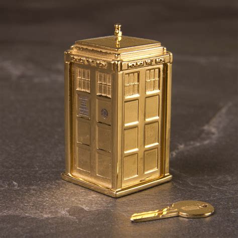 The Stunning Miniature Gold Plated Tardis Statuary With Its Very Own