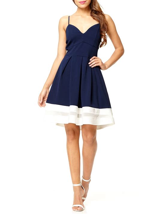 Quiz Navy Strappy Skater Dress In Blue Lyst