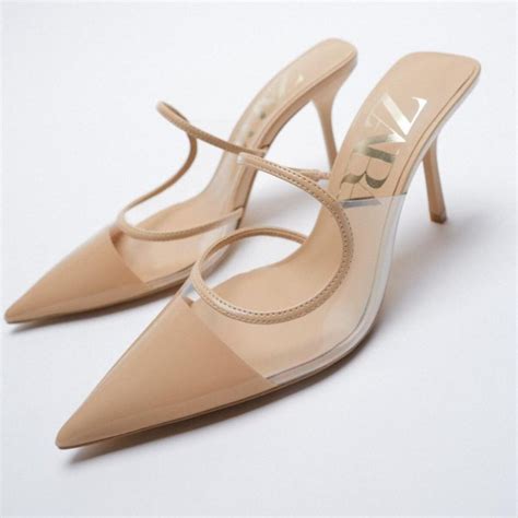 Zara Vinyl High Heels Beige Gem