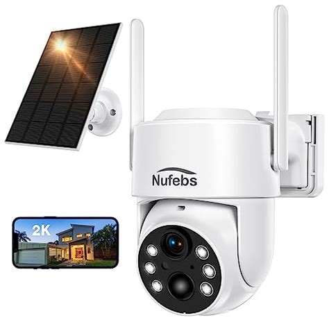 NUFEBS Security Camera 2K 4MP Wireless Outdoor With Solar Panel 355PTZ