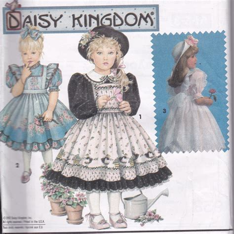 Daisy Kingdom Girls Party Dress Sewing Pattern Full Skirt Etsy Girls Party Dress Simplicity