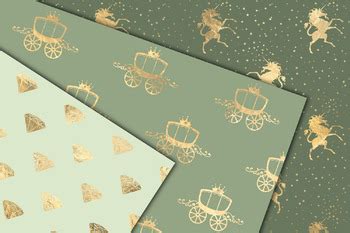 Sage And Gold Princess Digital Paper By Digital Curio Tpt