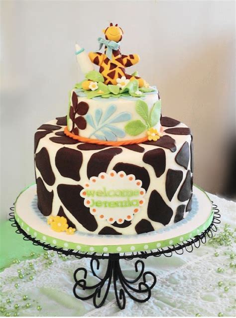 Giraffe Themed Baby Shower Cake Custom Cakes By Manisha Off