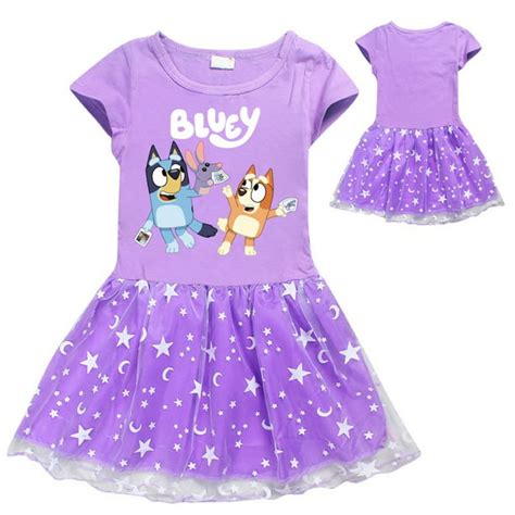 Bluey Vestido De Verano Para Bebés Y Niñas Vestidos De Manga Corta Para Niños Pequeños Ropa