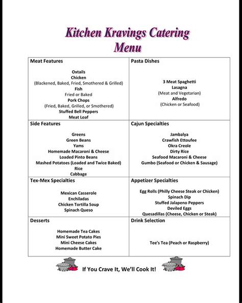 Menu At Kitchen Kravings Restaurant Houston