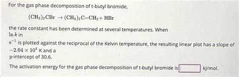 Solved For The Gas Phase Decomposition Of T Butyl Chegg