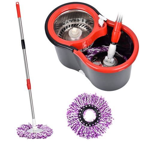 Coofel 360 Spin Mop And Bucket With Stainless Steel Wringer Set Dry And