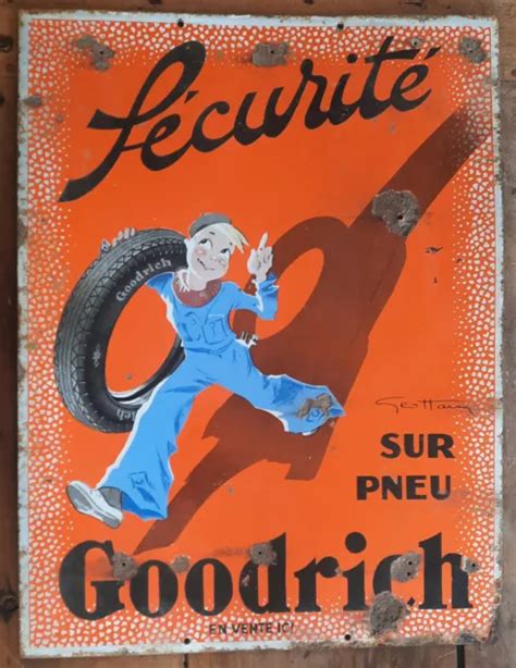 Ancienne Plaque Maill E Double Face Goodrich Pneu Automobile G Oham