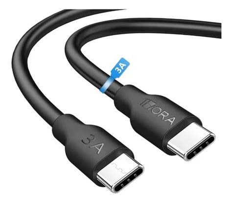 Cable Tipo C A Tipo C Usb Carga Rápida Turbo 3 0a Dato 1hora Color Negro