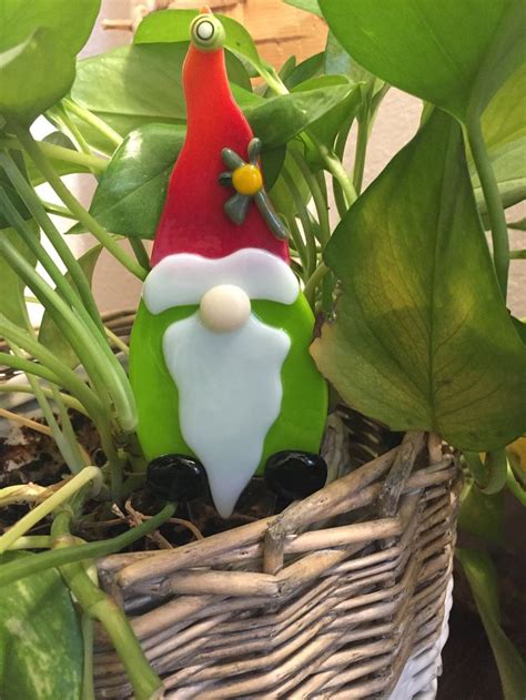 Gnome Plant Stake Flower Arrangements Garden Accessories Etsy Fused