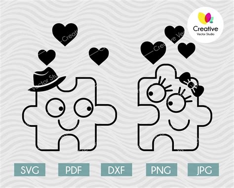 Couple Puzzle Svg Couple Svg Design Creativevectorstudio