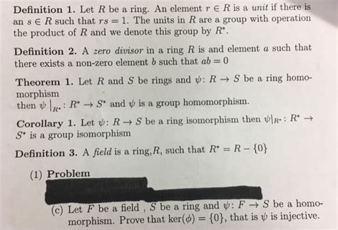 Solved Let R Be A Ring An Element R Elementof Is A Unit If Chegg