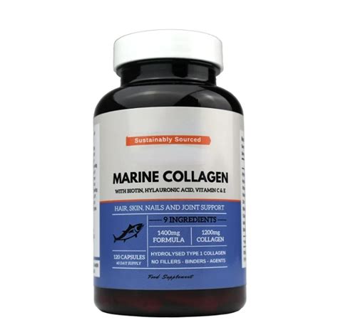 Marine Collagen 1400mg Capsules With Biotin Hyaluronic Acid Vitamin C E B2 Zinc Copper Iodine