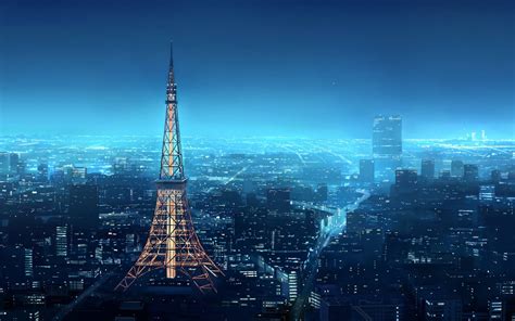 City Anime Tower Wallpapers Wallpaper Cave