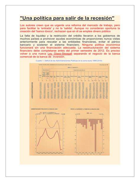 Una Pol Tica Para Salir De La Recesi N