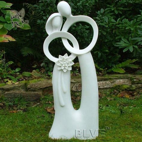 Blve Outdoor Handcarved Life Size White Stone Abstract Marble Couple